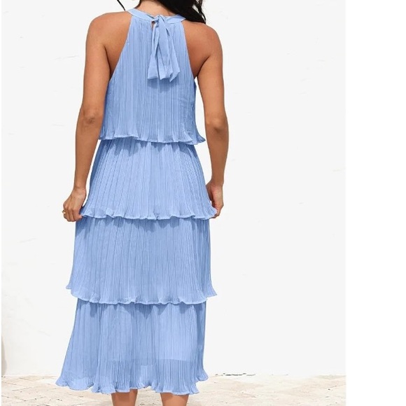 ZESICA Women's 2023 Sleeveless Halter Neck Ruffle Tiered Layed Chiffon Fl  Small - Picture 7 of 10